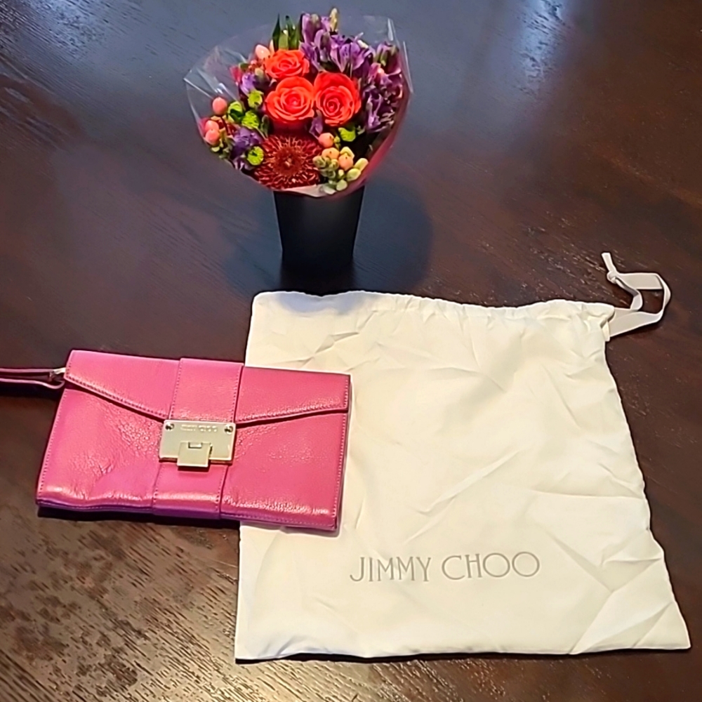 JIMMY CHOO on Sale bag Authentic Jimmy Choo clutch Near MINT Vintage leather EC
